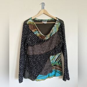 Feratelli Patchwork Cowl Neck Long Sleeve Top Large